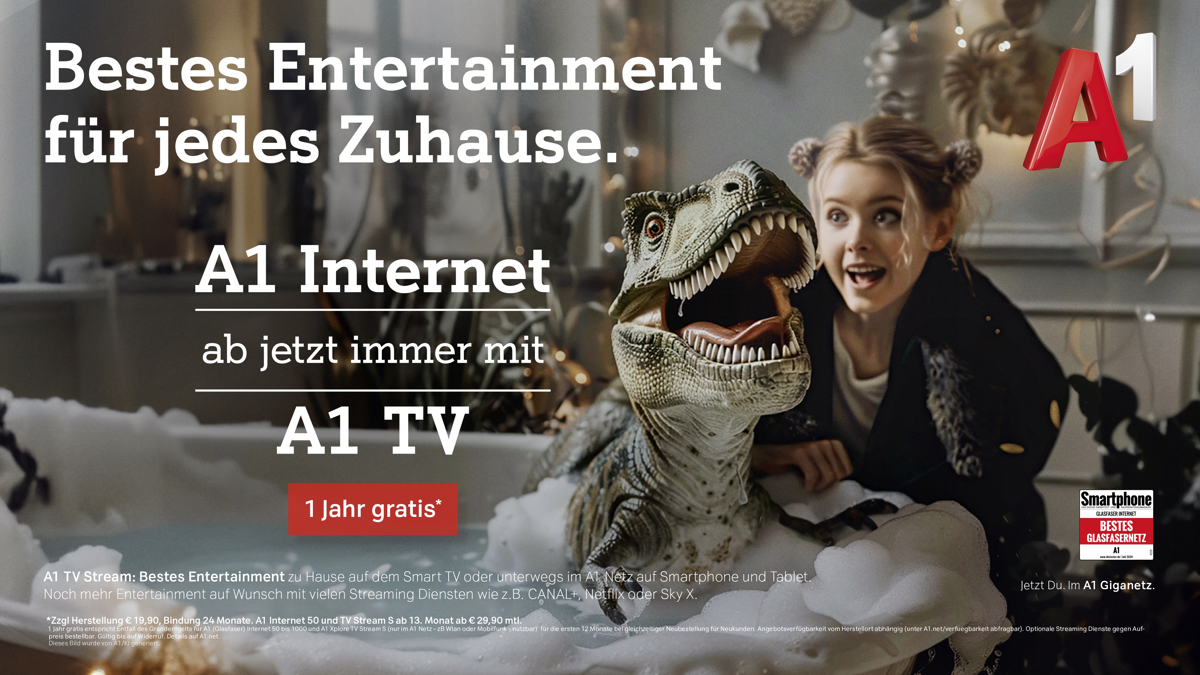 Bestes Entertainment für jedes Zuhause. A1 internet ab jetzt immer mit A1 TV - 1 Jahr gratis