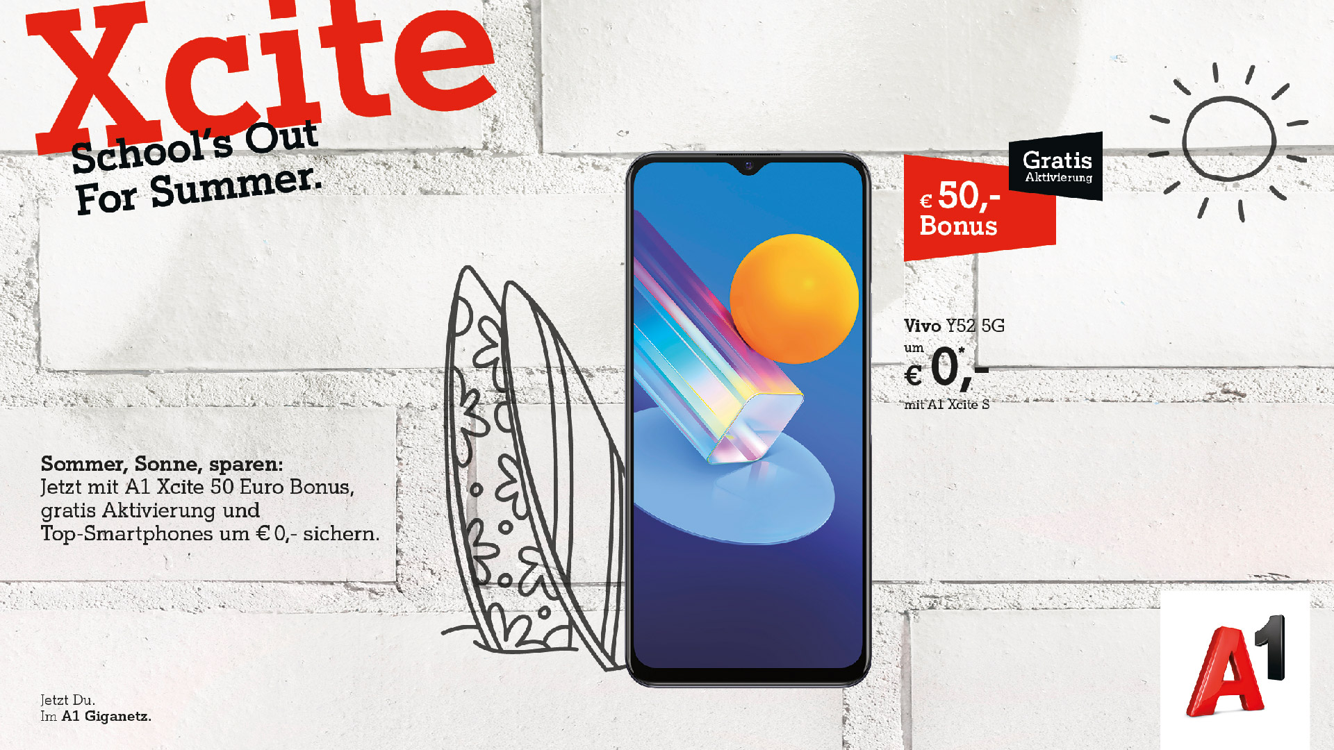 Xcite School's Out For Summer. Vivo Y52 5G um €0,- mit A1 Xcite S